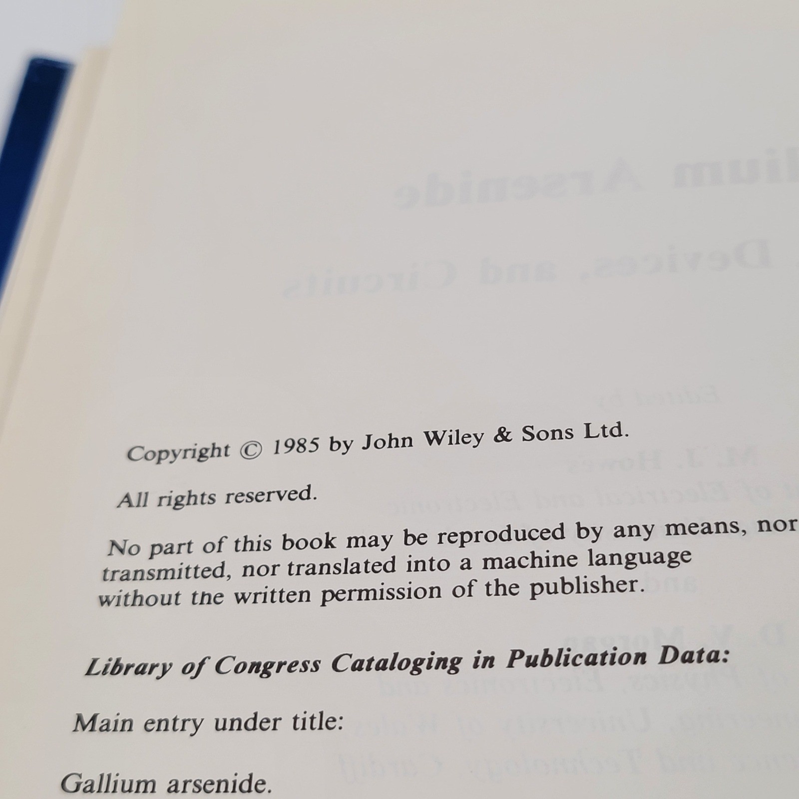 M. J. Howes Gallium Arsenide Materials Devices and Circuits Hardcover 1985 Good