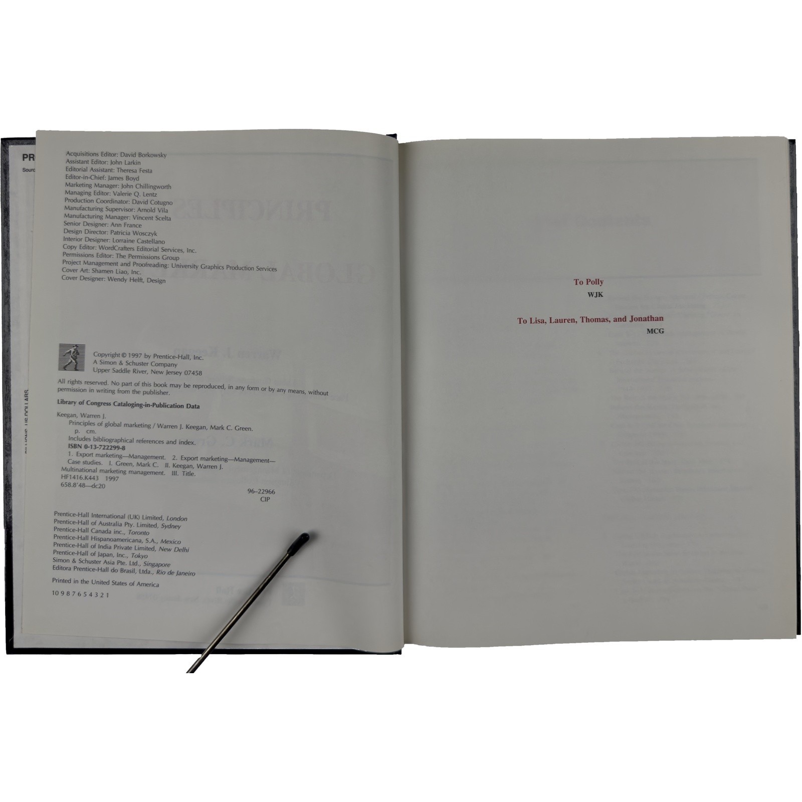 Principles of Global Marketing Textbook by Keegan & Green (1997)