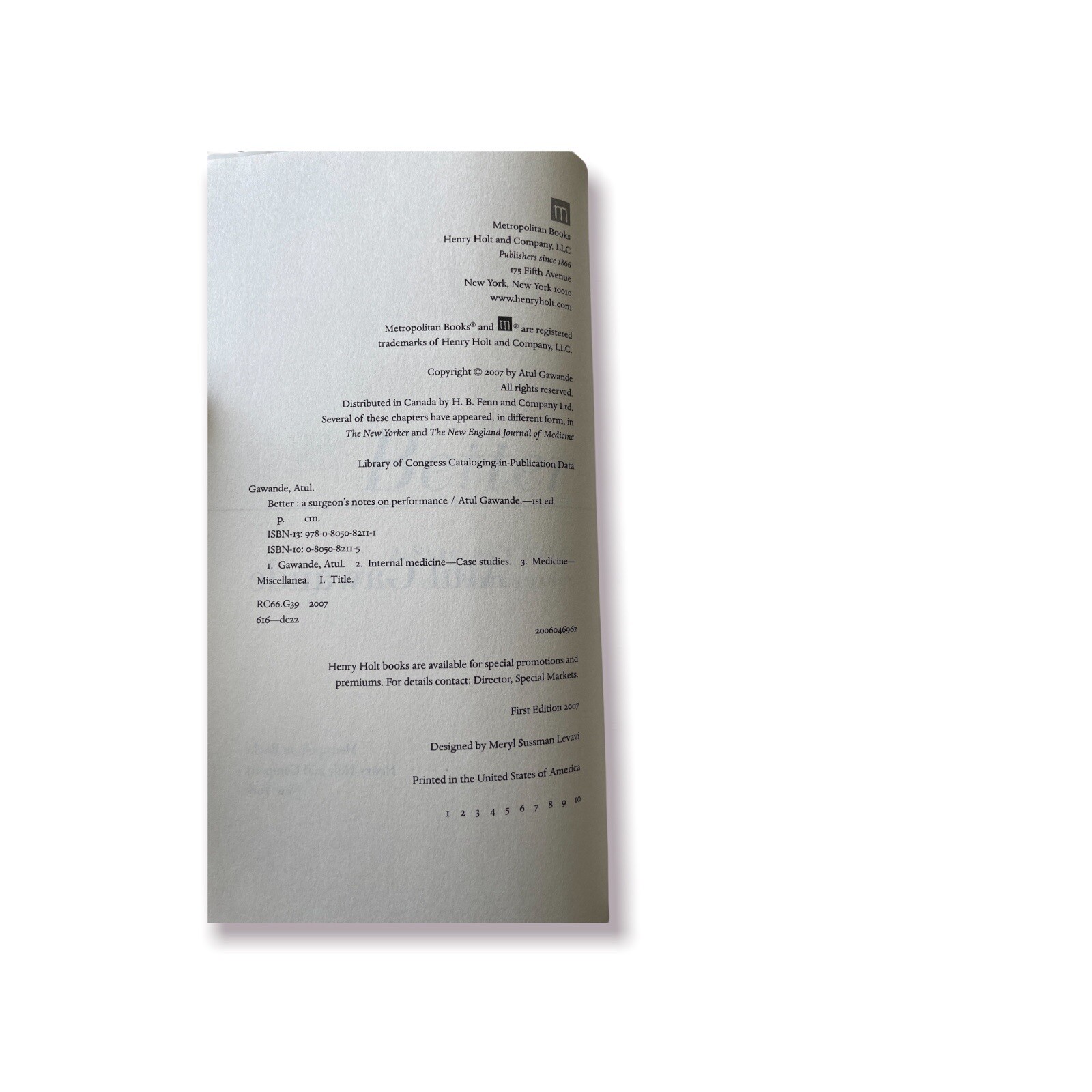 Better : A Surgeon’s Notes on Performance by Atul Gawande (2007, Hardcover)