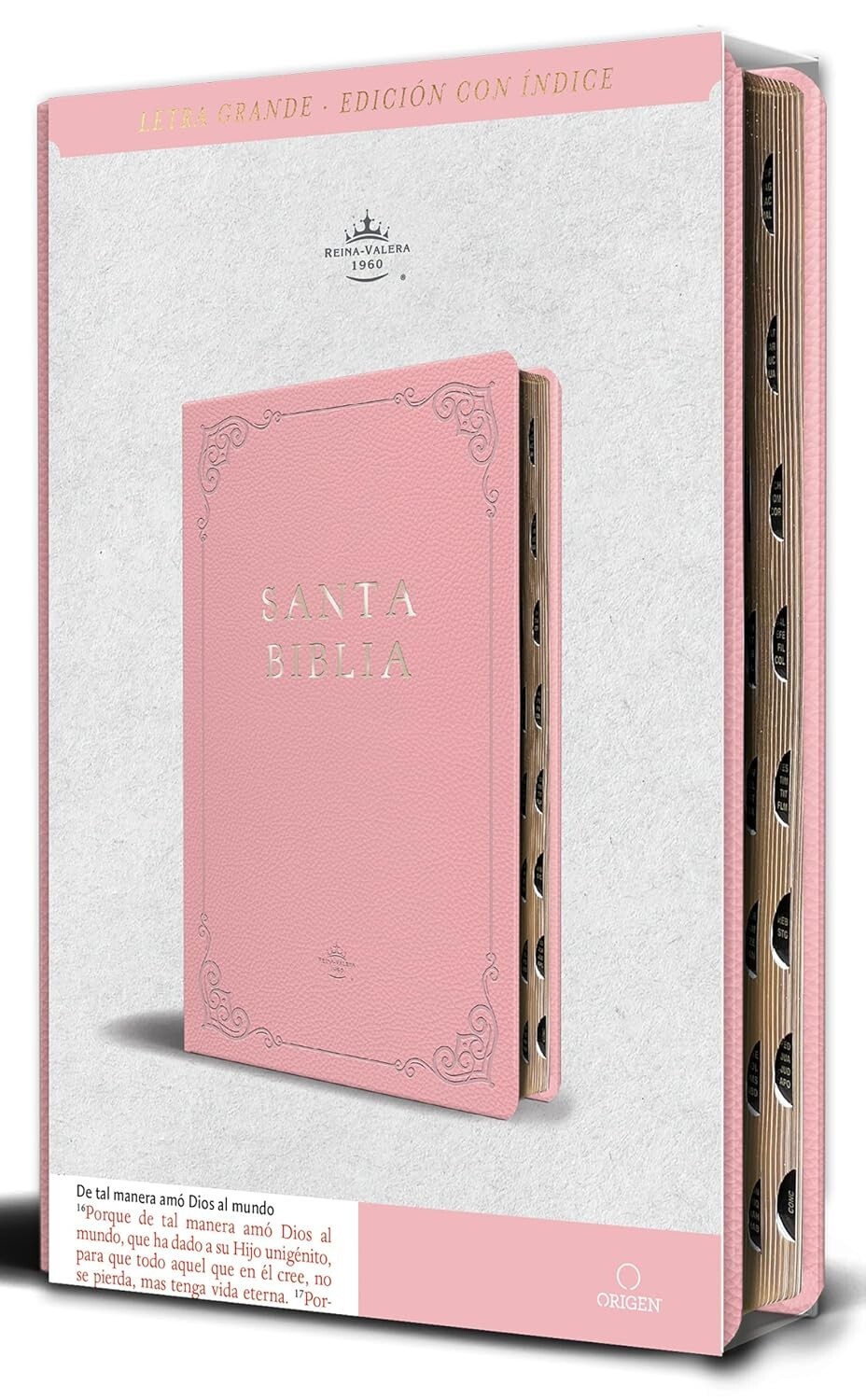 Biblia RVR 1960 letra grande tamao manual, ultradfina Piel rosada con ndice