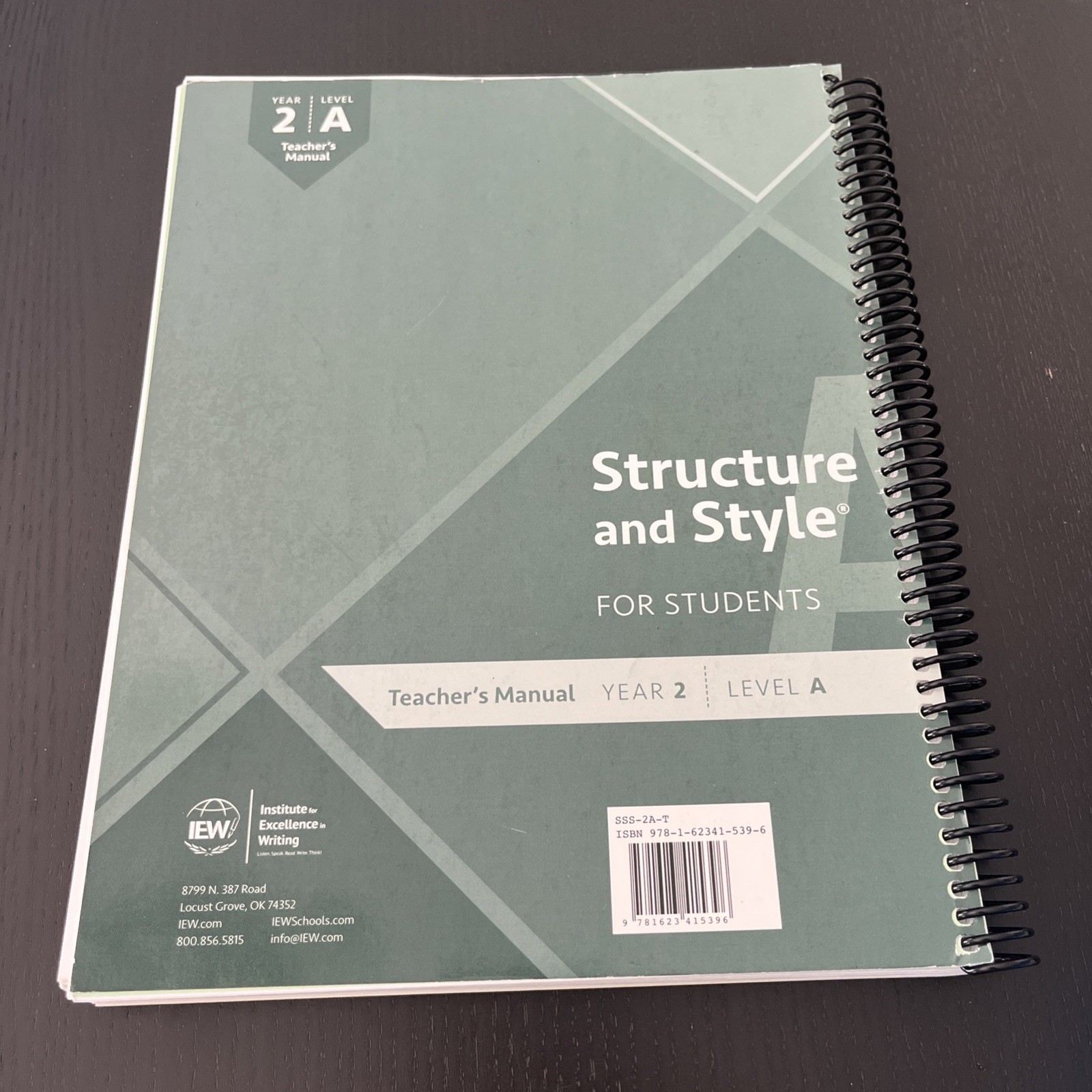 IEW Structure And Style Year 2 Level A Teacher’s Manual Homeschool Curriculum