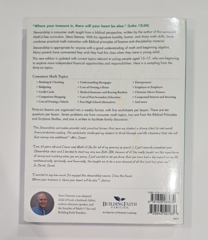 STEWARDSHIP: Biblical Approach to Personal Finance, STUDENT WORKBOOK, Demme, 2e