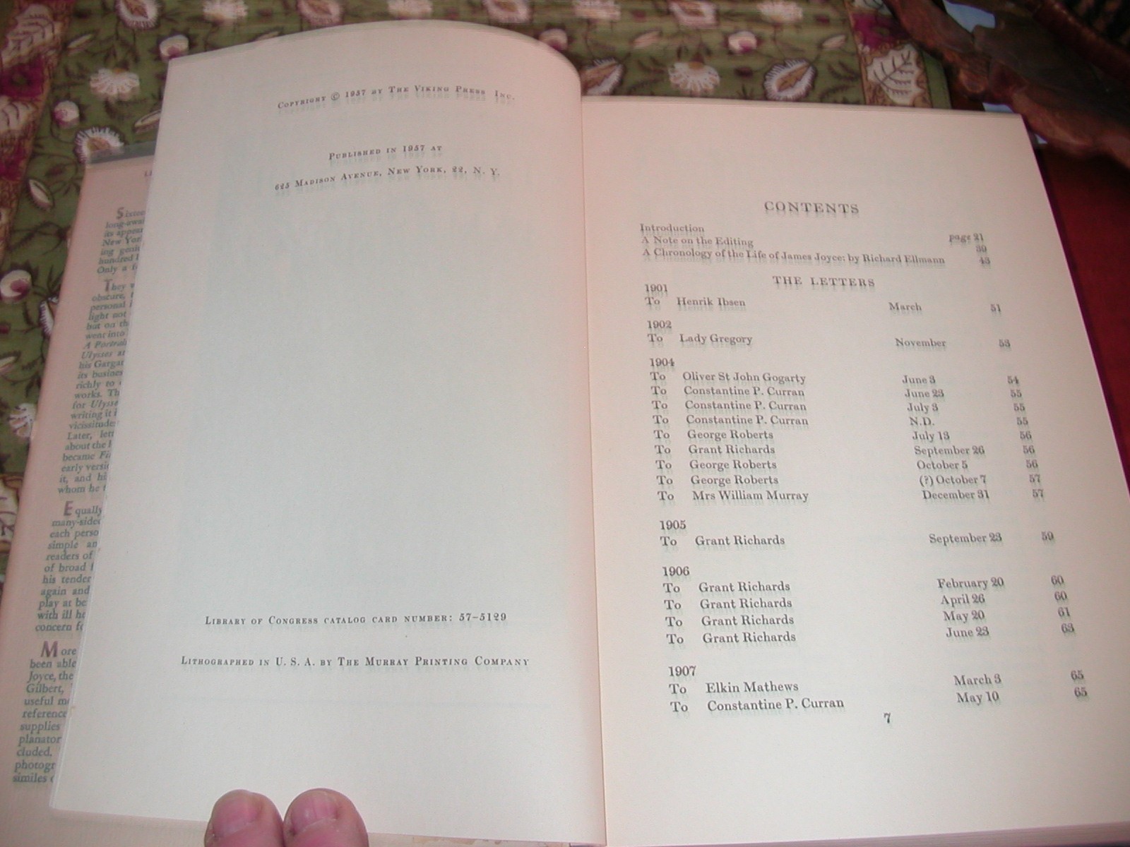JAMES JOYCE LETTERS 1957 VIKING PRESS 1ST PRINTING HB BOOK CLN