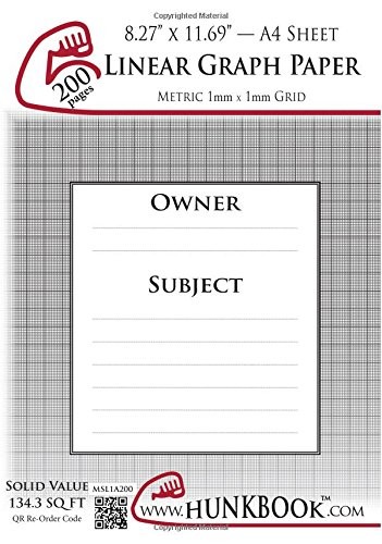 LINEAR GRAPH PAPER, 1MM GRID (MSL1A-200 PAGES): A4 SHEET By Mighty Hunkbook NEW