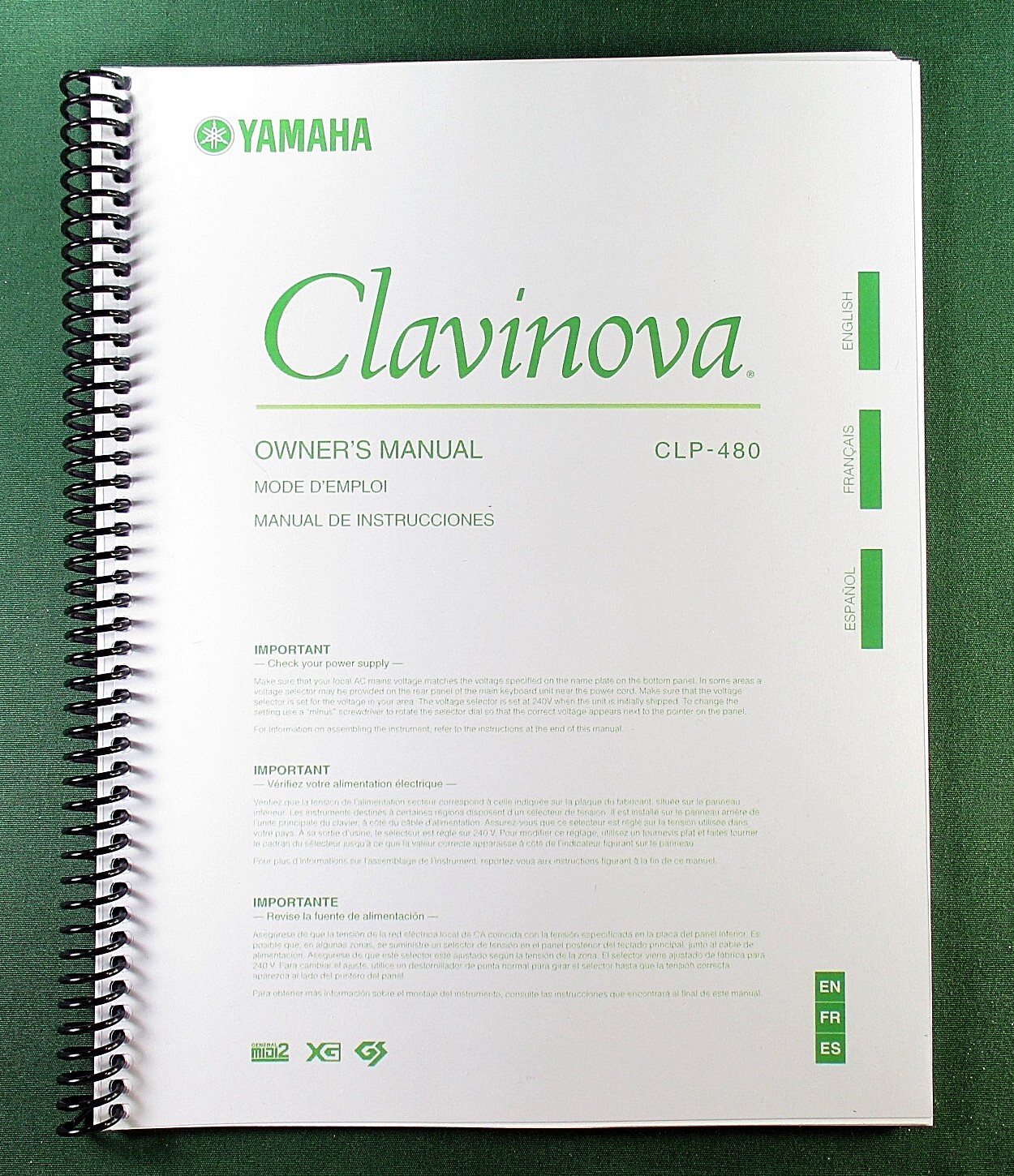 Yamaha CLP-480 Instruction Manual: 96 Pages & Protective Covers!