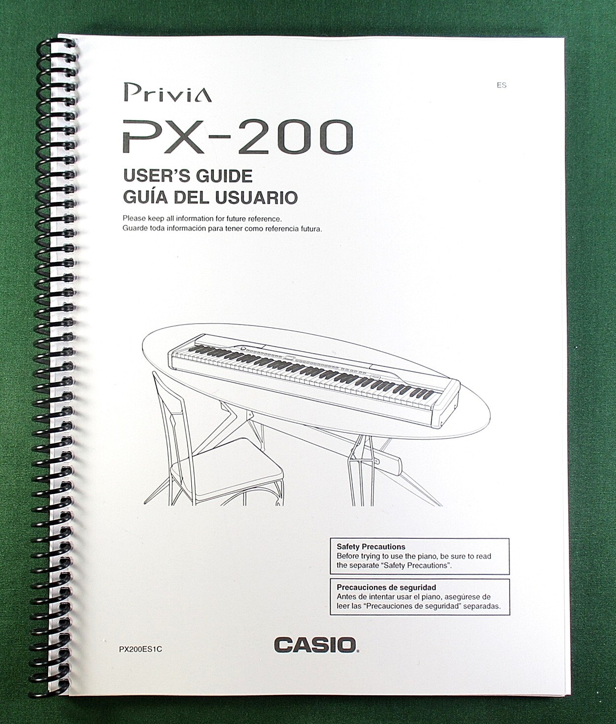 Casio PX-200 Instruction Manual: 50 Pages Coil Bound & Protective Covers!