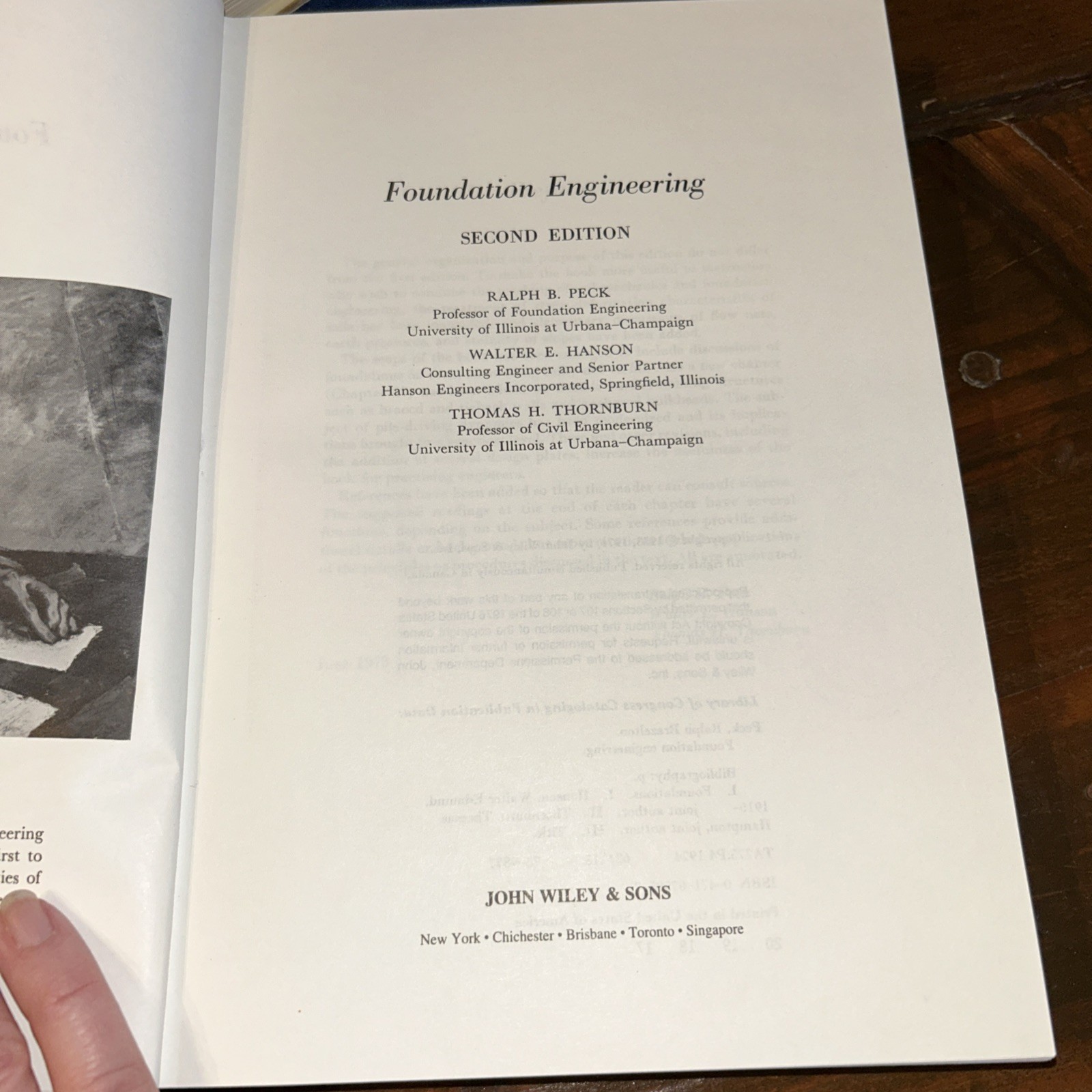 Foundation Engineering Walter Hanson Ralph B. Peck Thomas Thornburn 1974 HC VG