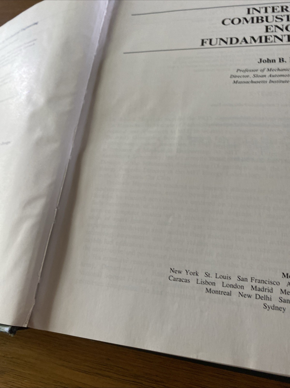 Internal Combustion Engine Fundamentals by John Heywood (1988, Hardcover)
