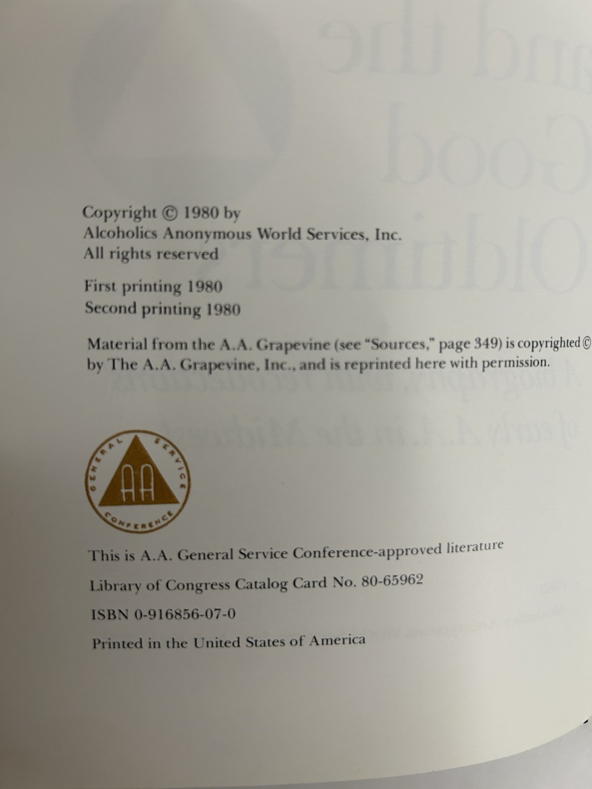 Dr. Bob and the Good Oldtimers – Alcoholics Anonymous – 2nd Print HCDJ