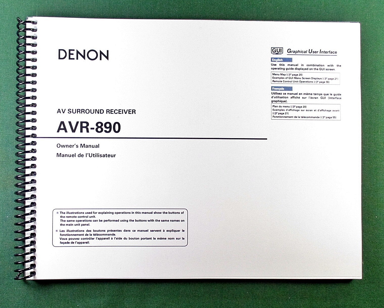 Denon AVR-890 Instruction Manual: 76 Pages & Protective Covers!
