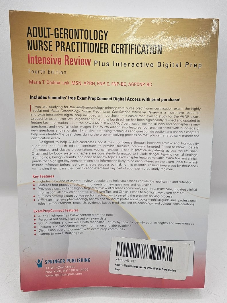 Adult-Gerontology Nurse Practitioner Certification Intensive Review 4th Edition