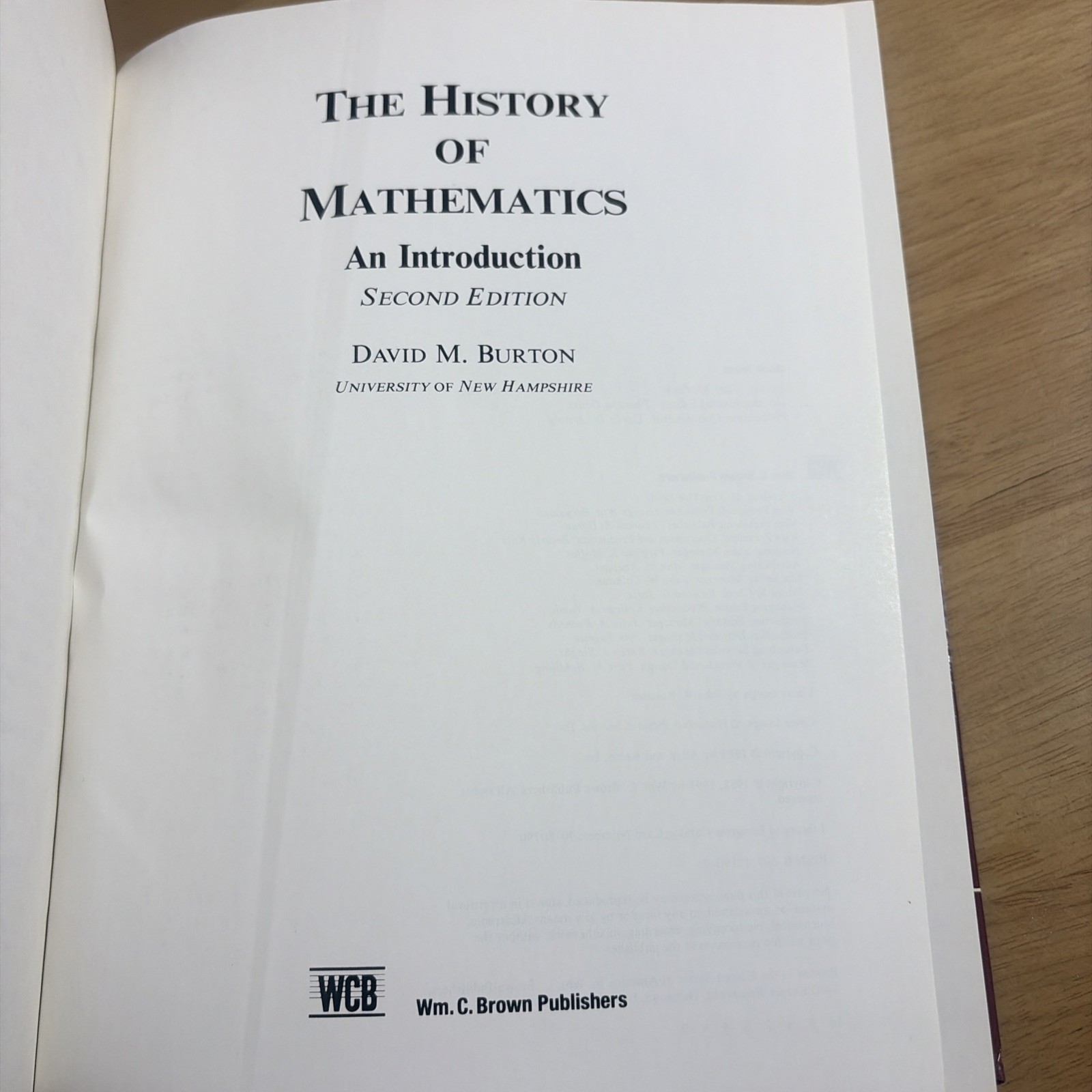 The History of Mathematics David M Burton 1991 2nd Edition Hardcover Textbook 2e