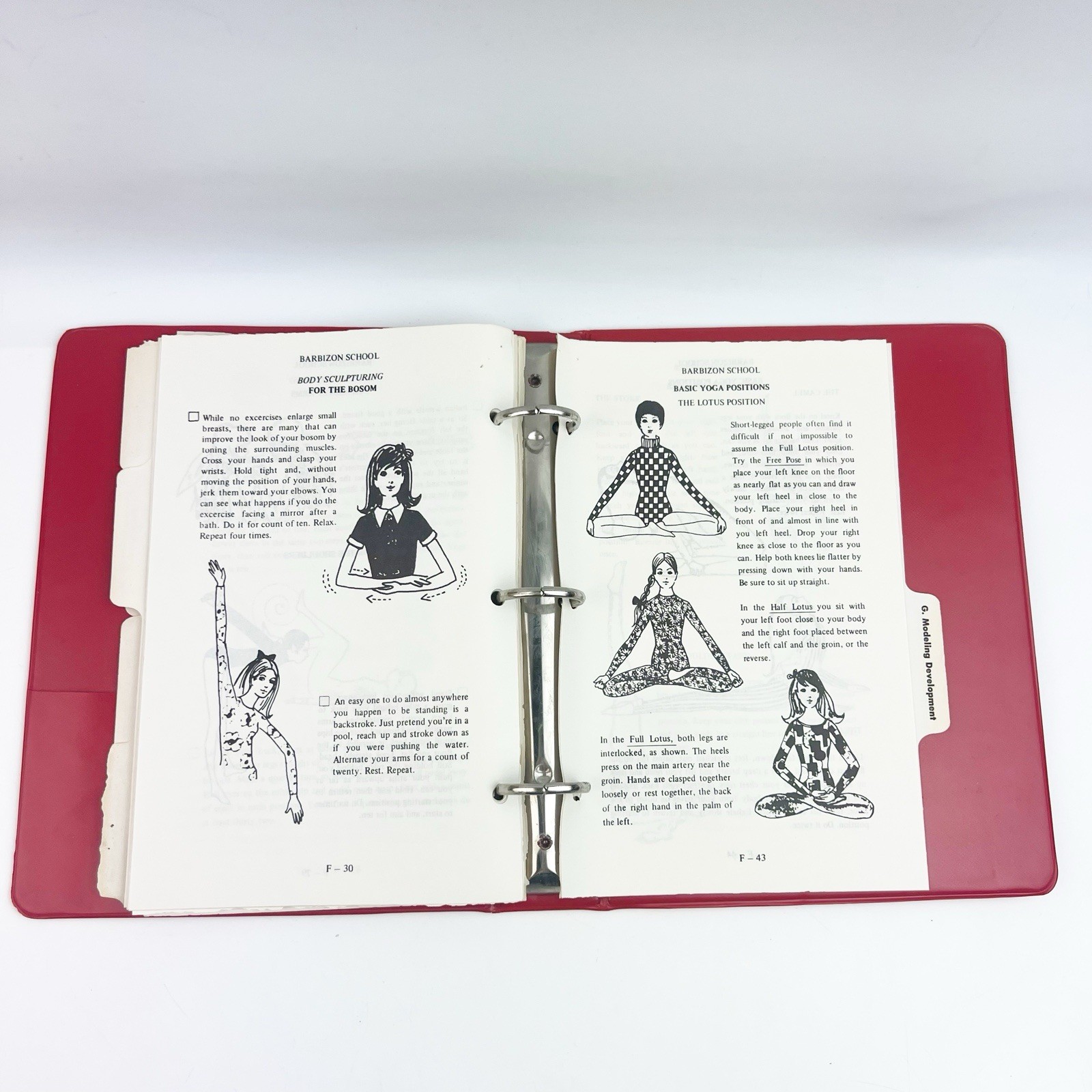 Vintage 60s/70s Barbizon Modeling Red Student Notebook Binder Instruction Pages