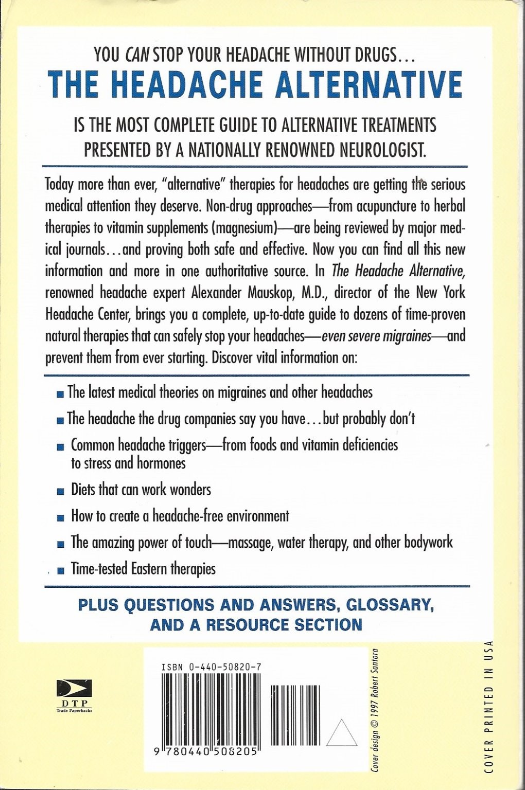 Headache Alternative Mauskop Brill 1997 Drug-Free Migraine Relief Naturopathy