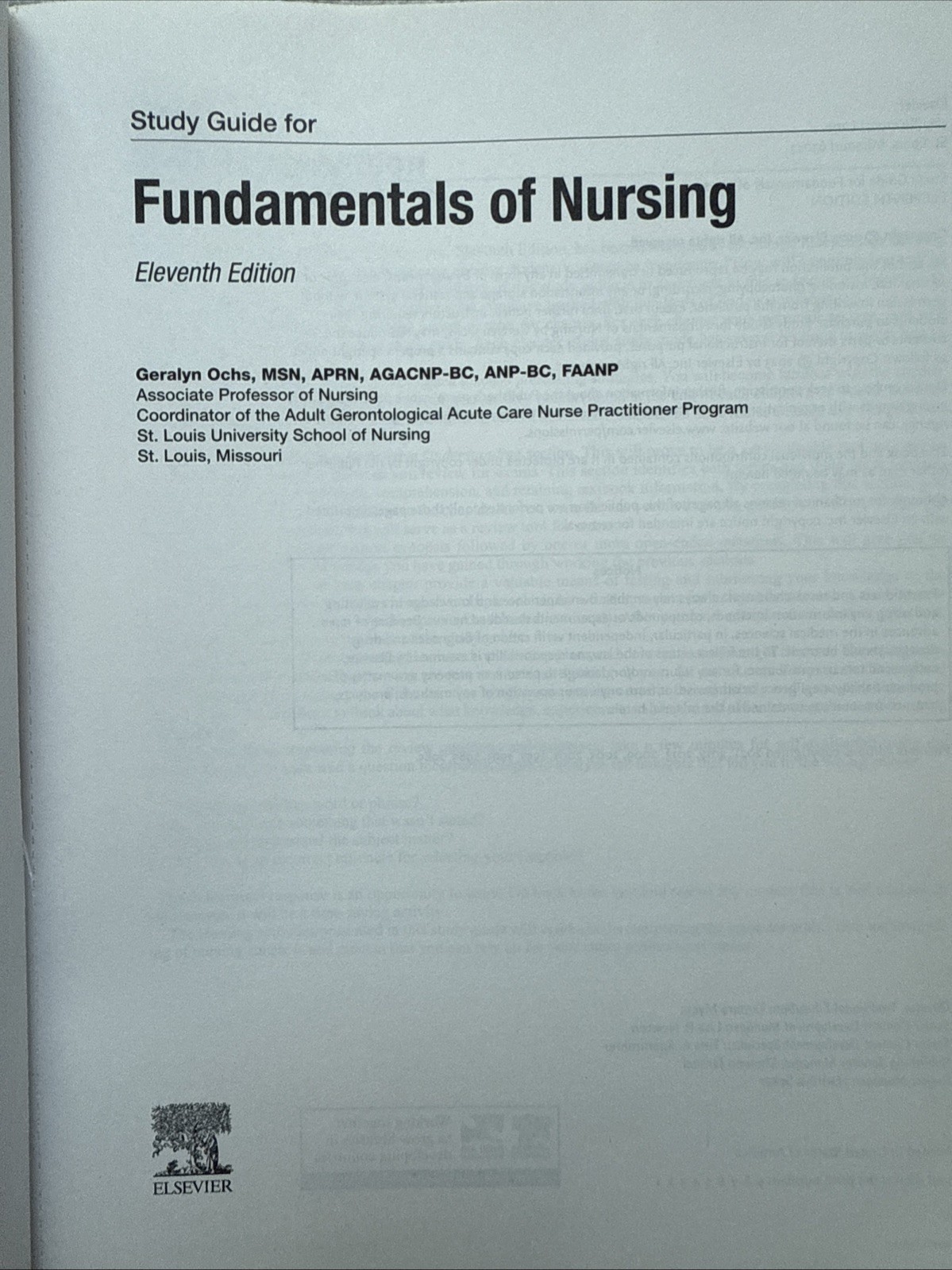 Fundamentals of Nursing/ Study Guide/ Patricia A. Stockert, Anne Griffin Perry