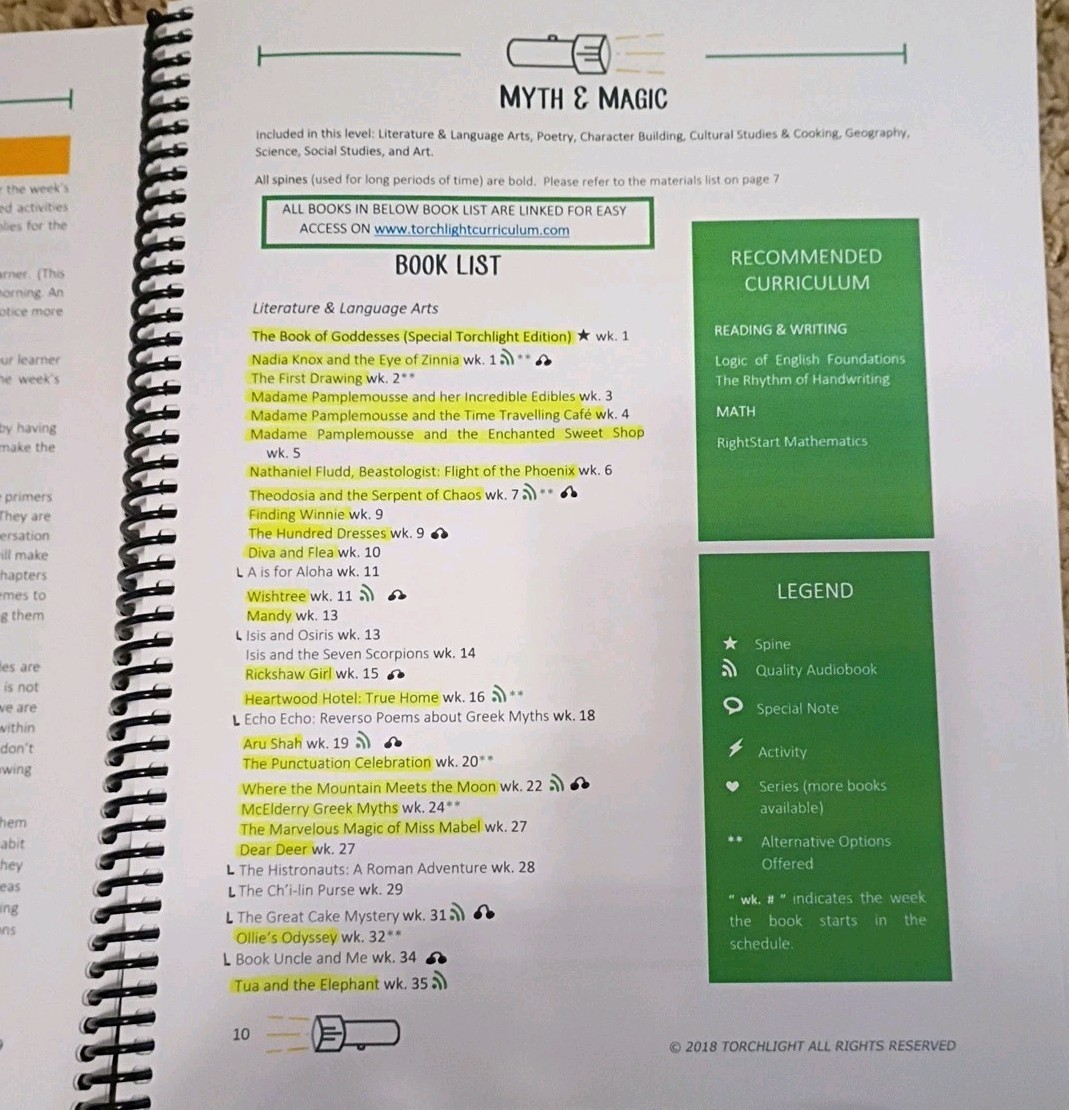 Level 1 Myth & Magic Torch Light Literature Based Secular Curriculum Ages 6-9