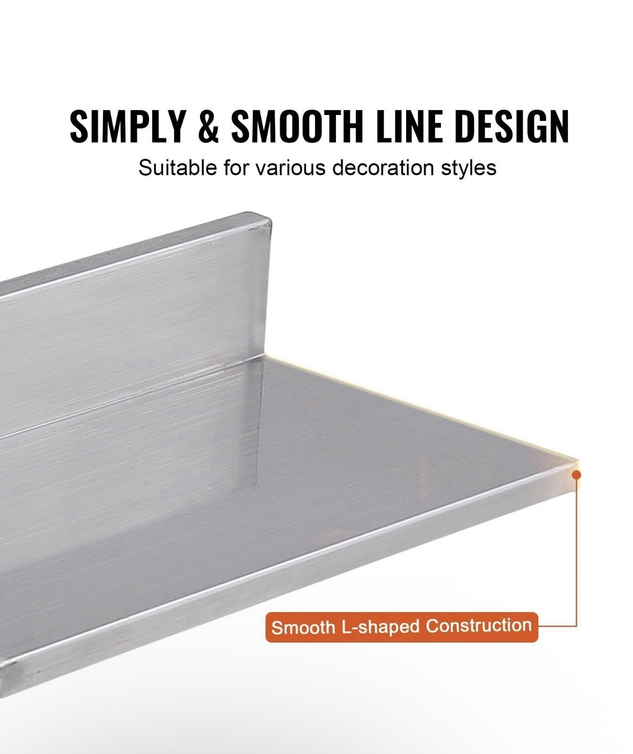 Compact 8.6×16 in Steel Shelf Stainless Steel Wall Mount