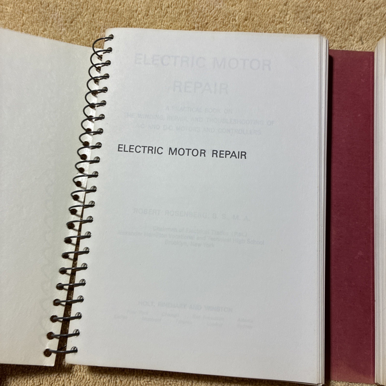 Electric Motor Repair Second Edition by Robert Rosenberg 1970 – Second Edition