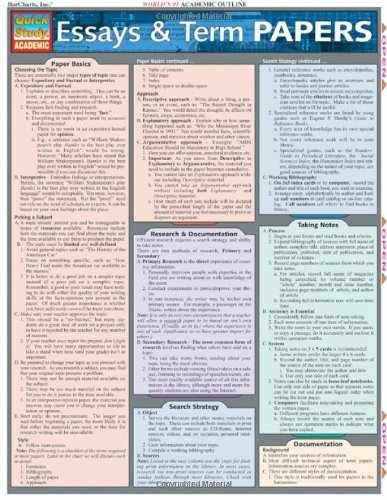 Essays & Term Papers (Quickstudy – Pamphlet, by BarCharts Inc. – Very Good