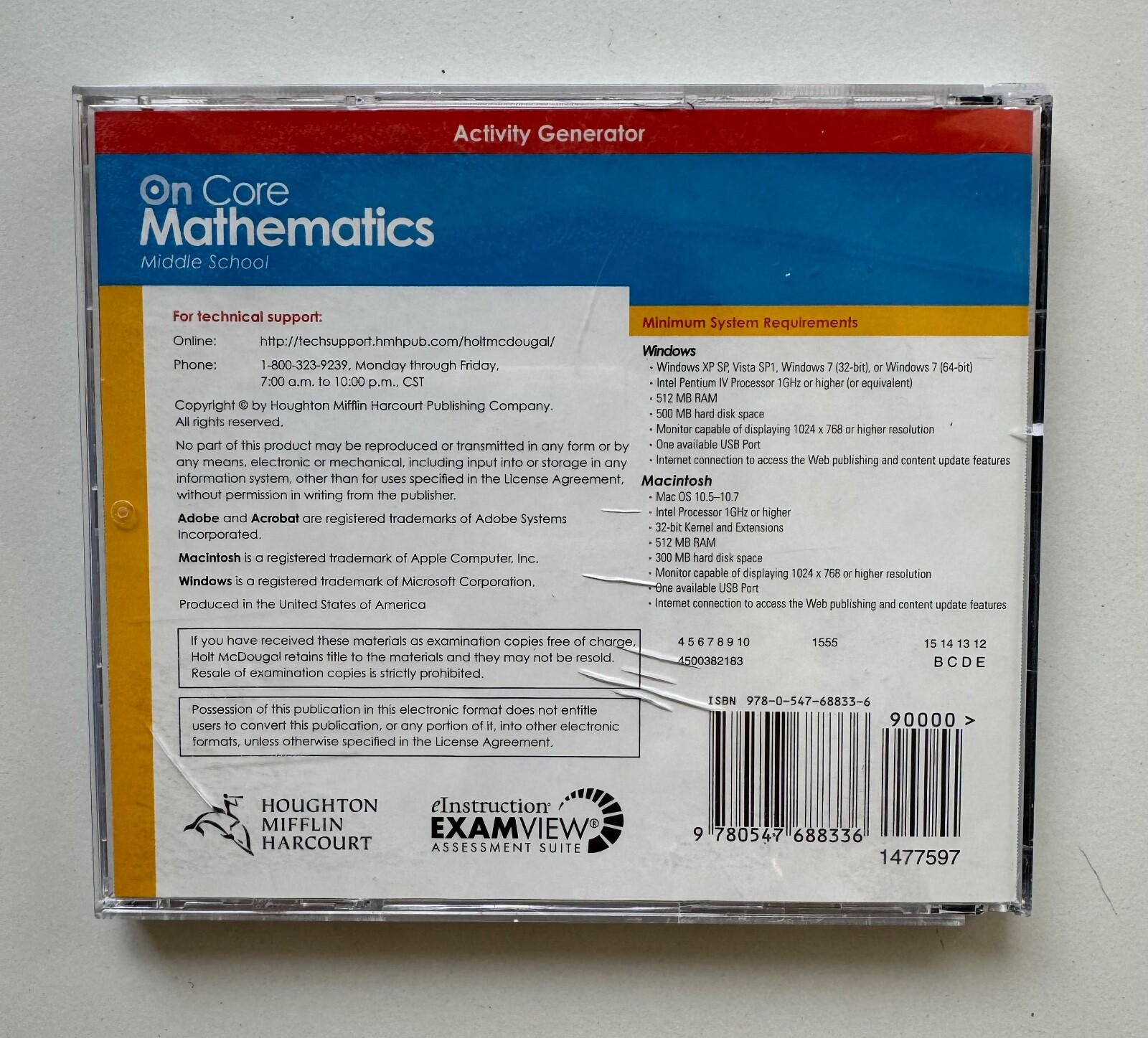 On Core Mathematics Middle School ExamView Test Generator CD-ROM Assessment HMH
