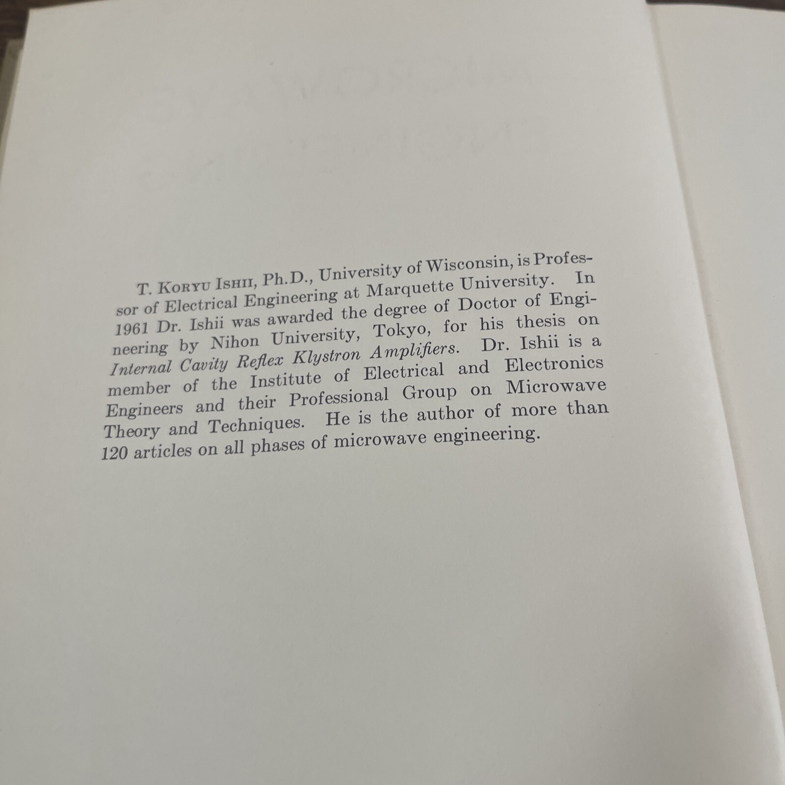 Microwave Engineering T. Korey Ishii 1966