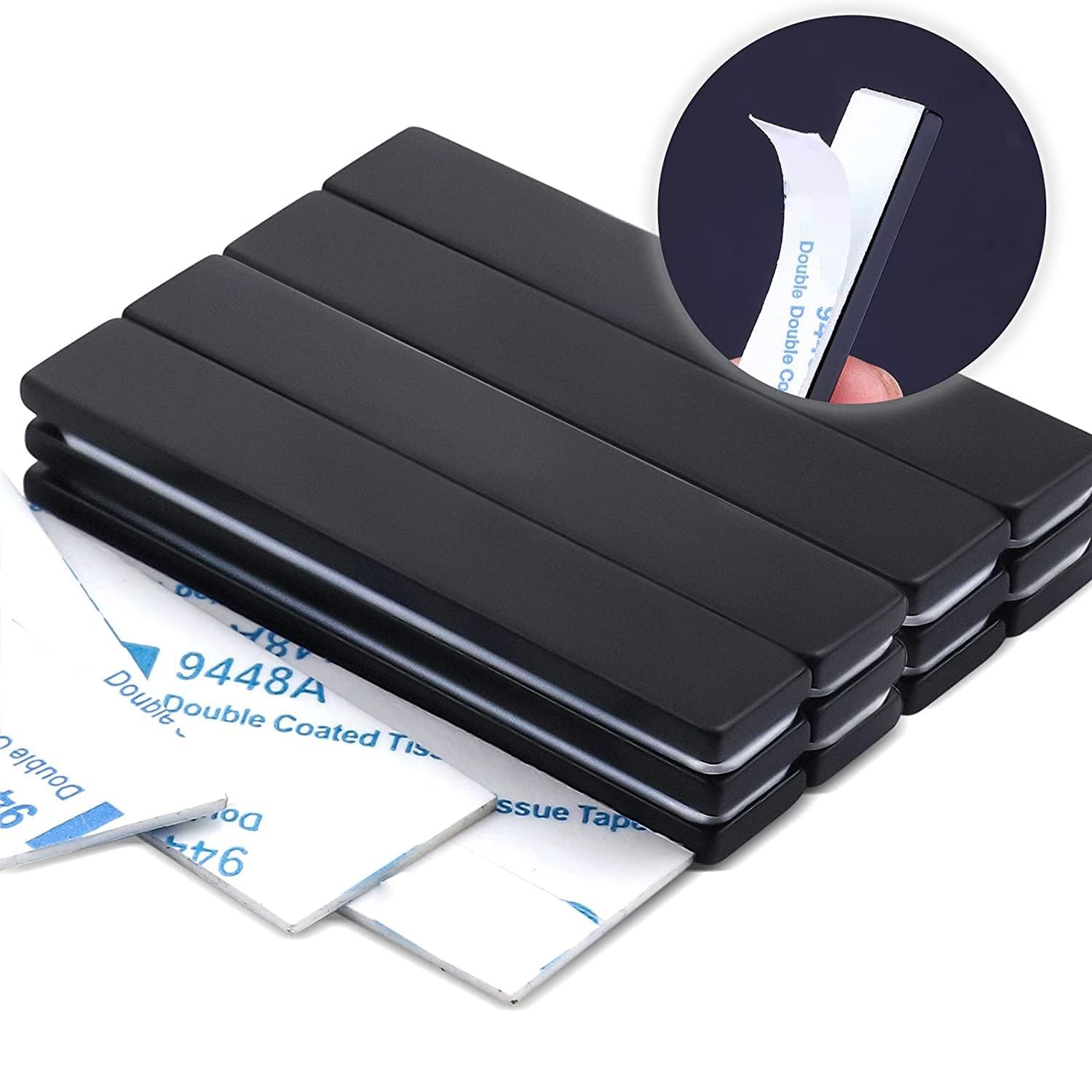 Strong Neodymium Bar Magnets, 16 Pack Black Heavy Duty Magnet with Double-Sid…
