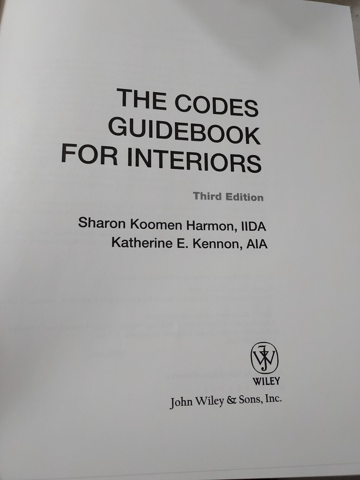 The Codes Guidebook for Interiors 3rd ed. Kennon & Harmon (2005,HC) BL1A