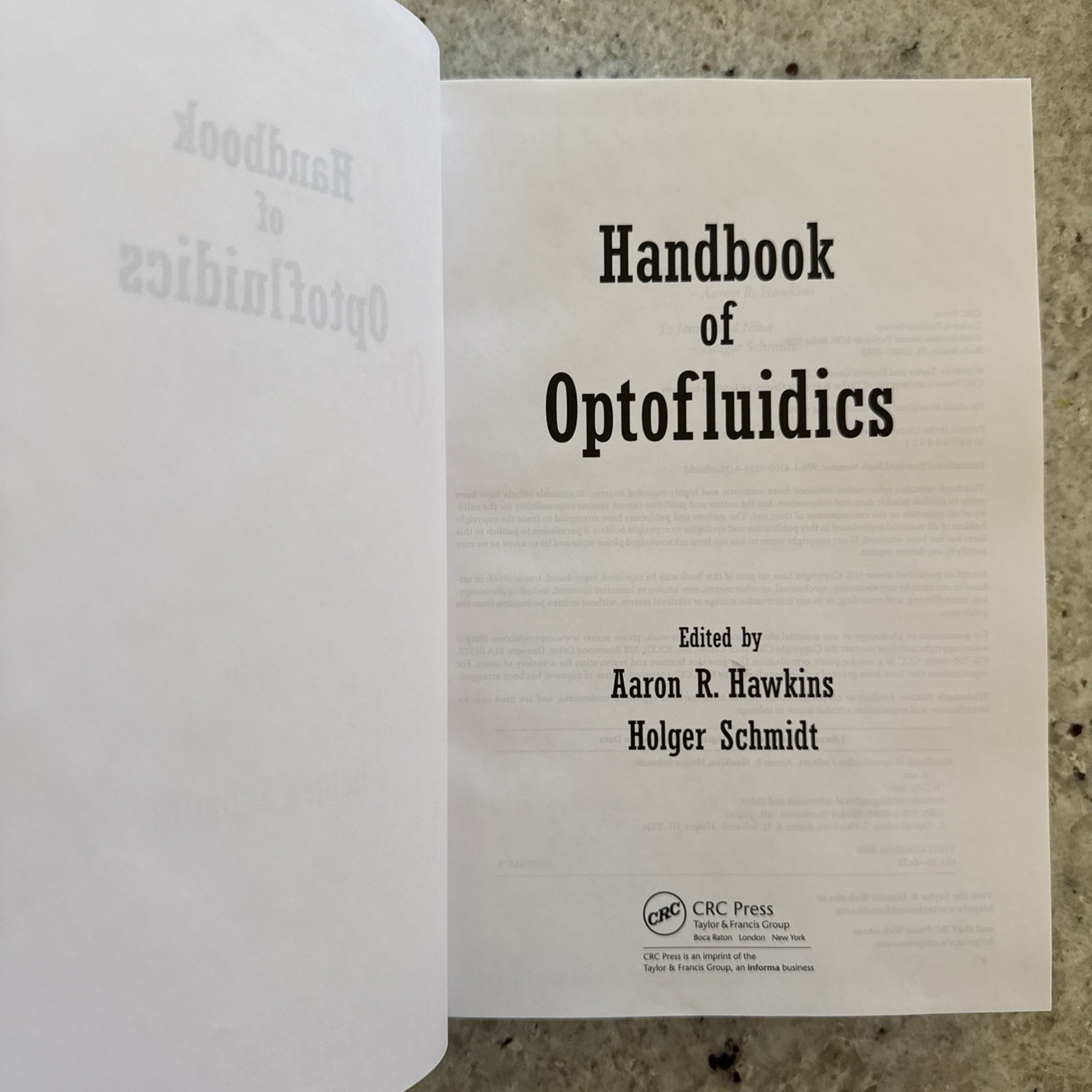 New! Handbook of Optofluidics by Holger Schmidt (2010, CRC Hardcover)