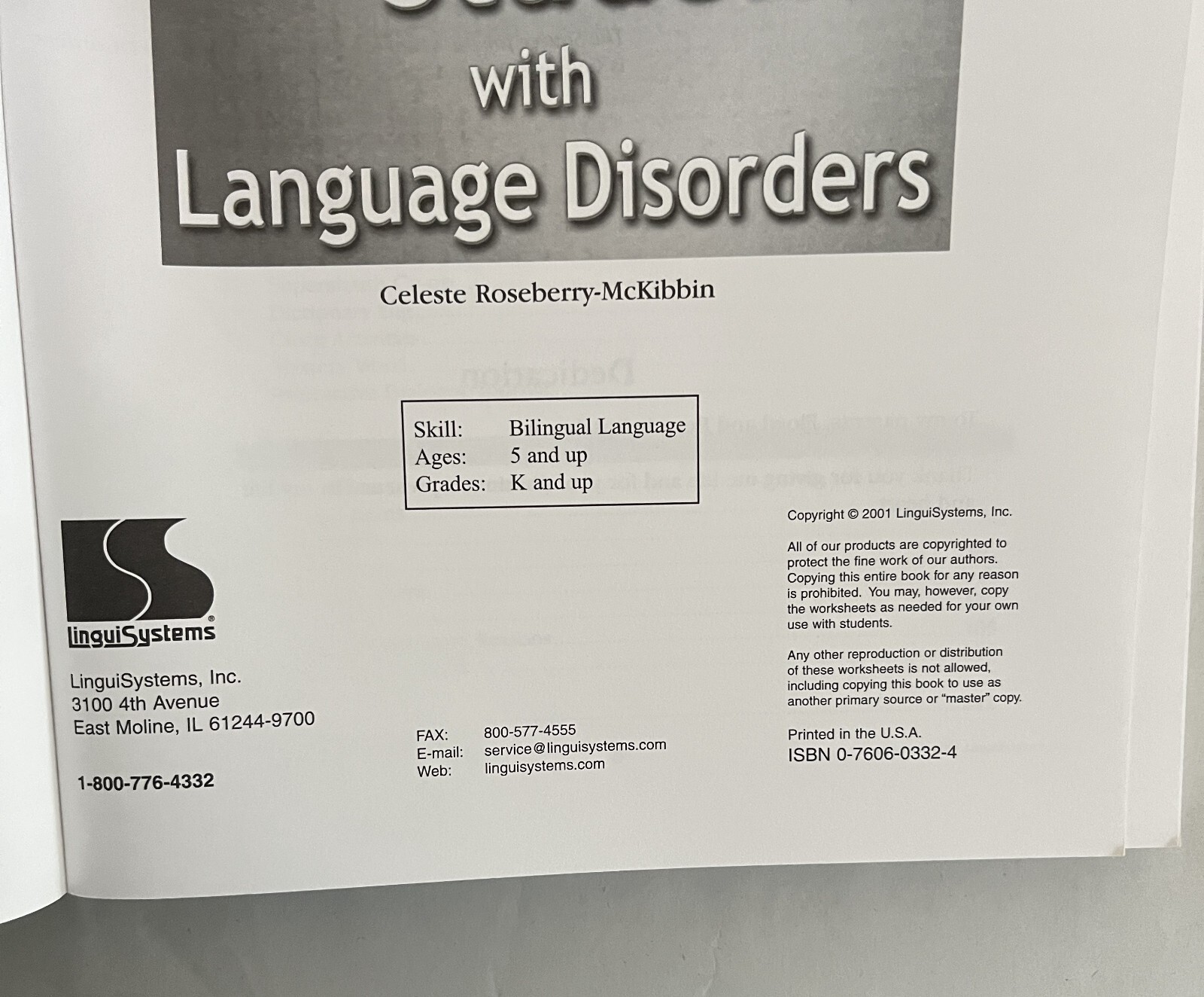 THE SOURCE FOR BILINGUAL STUDENTS WITH LANGUAGE DISORDERS by Celeste Good