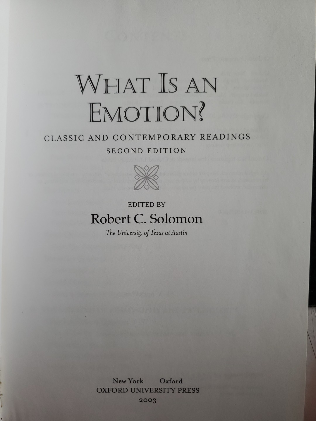 What Is an Emotion Classic & Contemporary Readings 2nd Ed Robert C Solomon OUP
