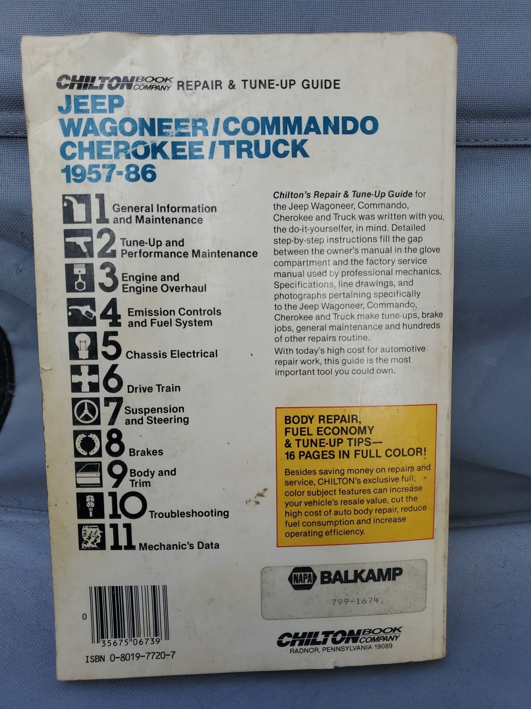 Chilton’s Repair Manual Jeep Wagoneer/Commando Cherokee/Truck 1957-86