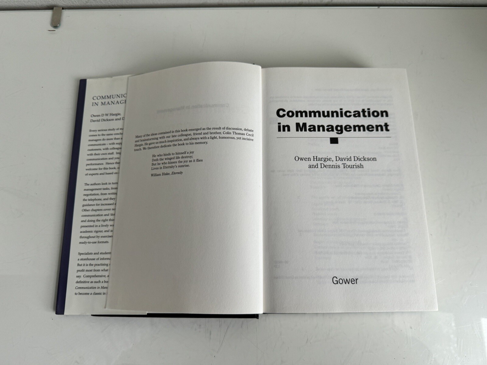 Communication in Management,Owen D W Hargie 1999 Hardcover Dickson Tourish Book