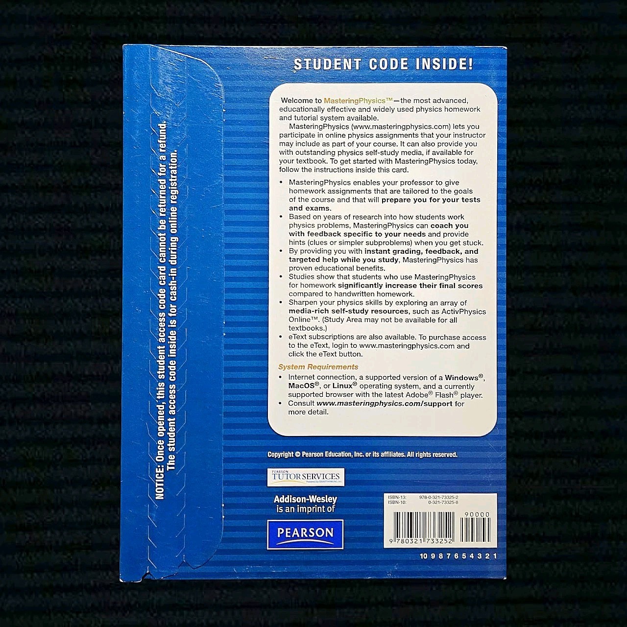 Mastering Physics 9th Ed Student Access Code + eText – Pearson (New / Sealed)