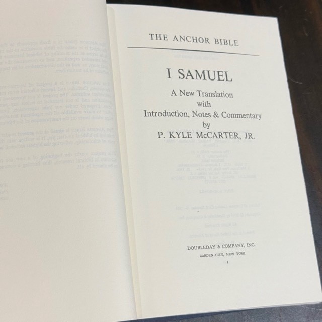 1 SAMUEL P. Kyle McCarter, Jr. The Anchor Bible Commentary Hardcover 1980