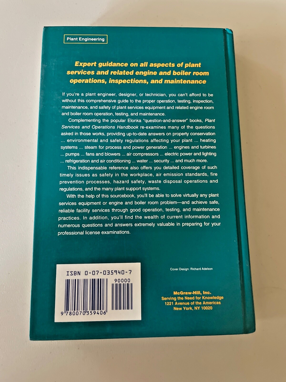 PLANT SERVICES & OPERATIONS HANDBOOK By Anthony L. Kohan – Hardcover