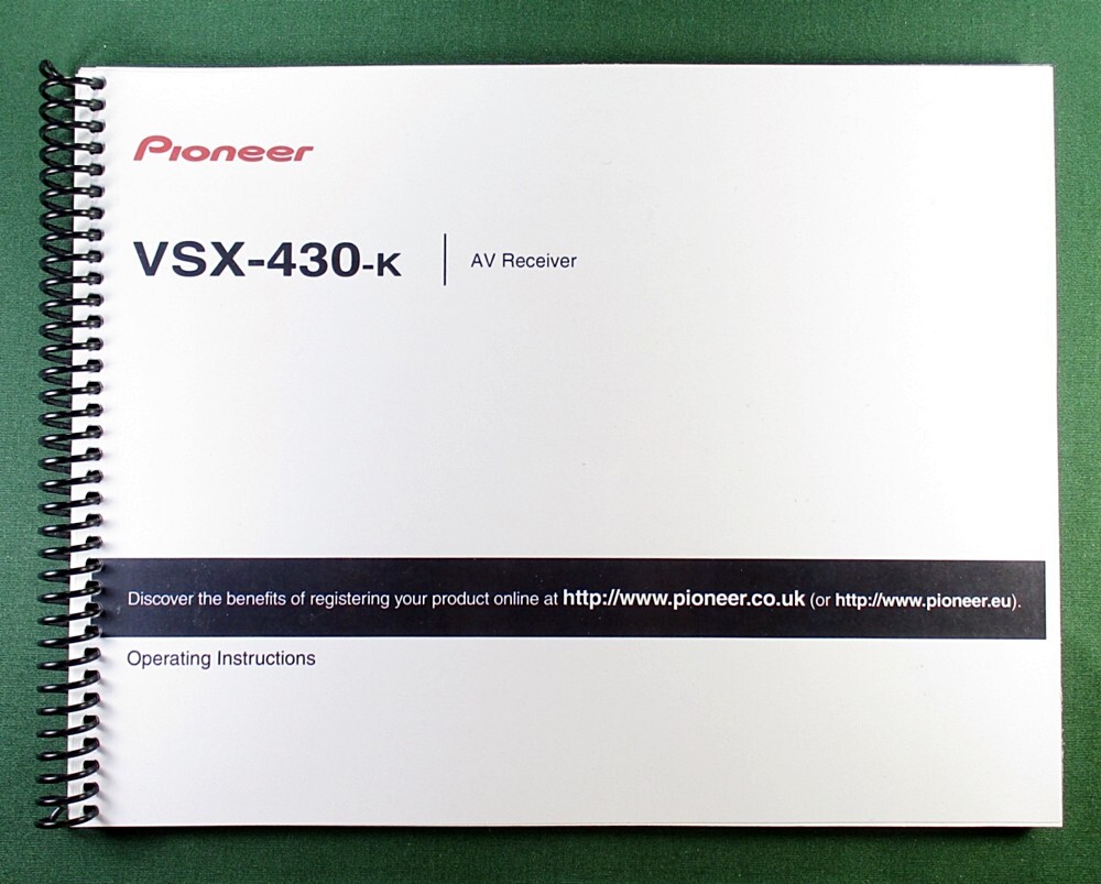 Pioneer VSX-430-k Instruction Manual: Full Color 40 Pages & Protective Covers