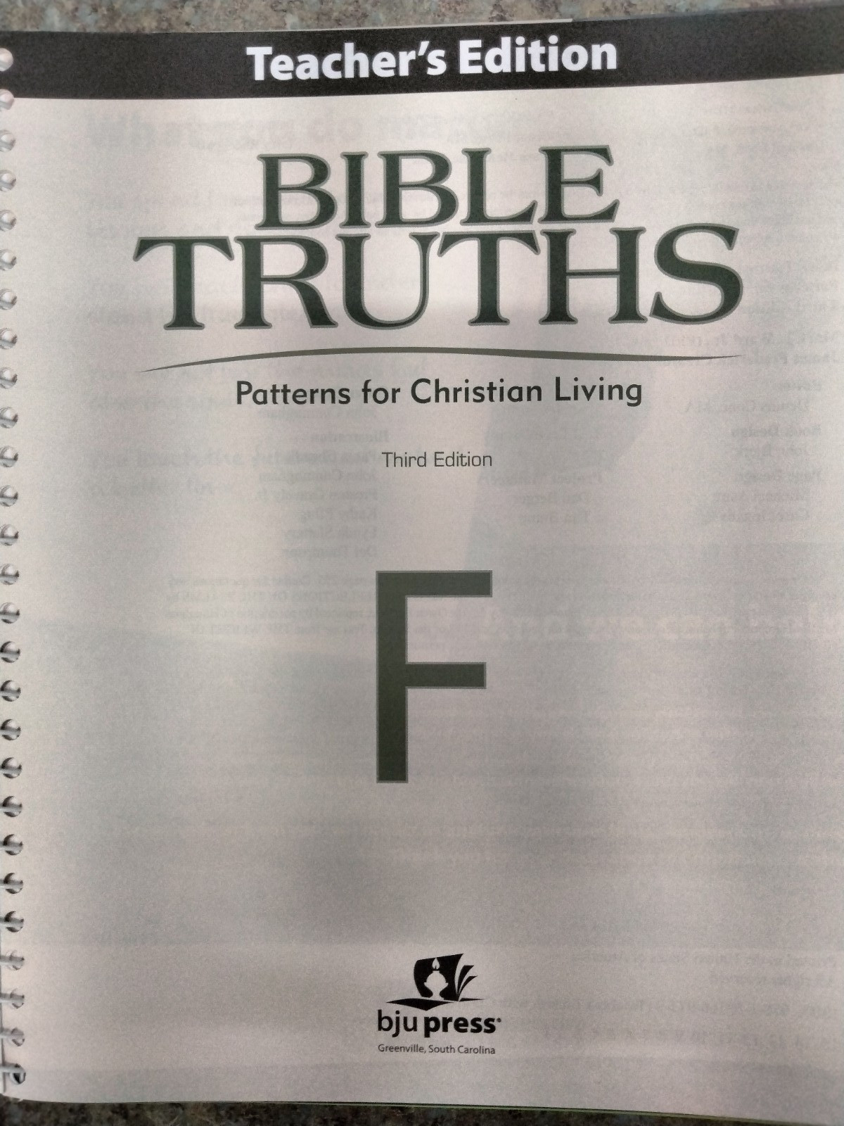 BJU Bible Truths Teacher’s Edition Level F Third Edition