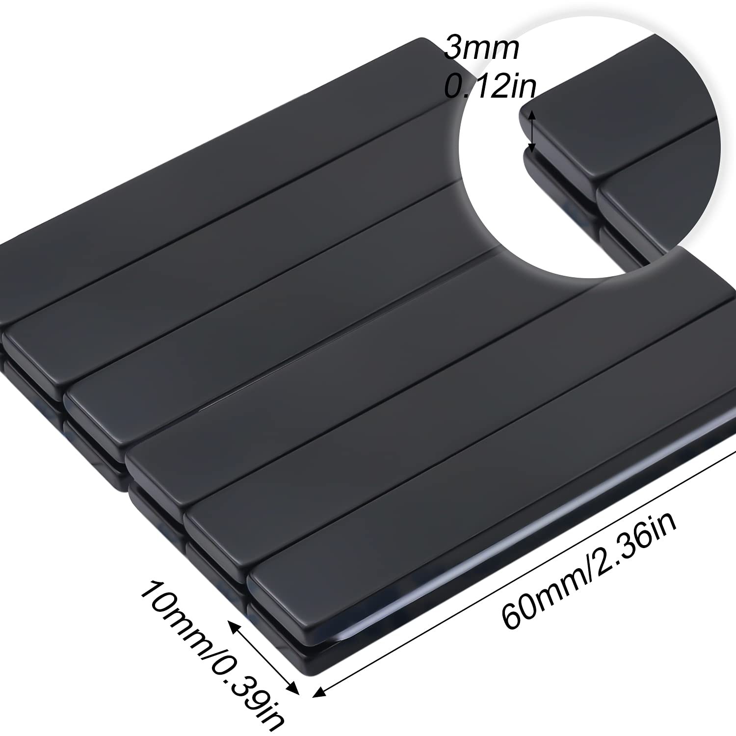 Strong Neodymium Bar Magnets, 16 Pack Black Heavy Duty Magnet with Double-Sid…