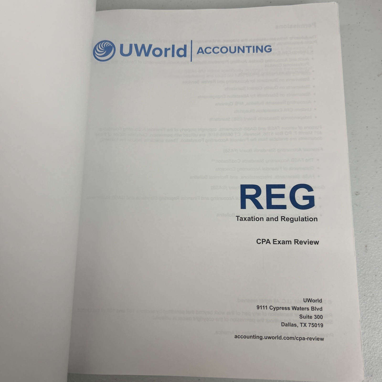 Uworld REG: 2024 Edition Taxation & Regulation Textbook CPA Exam Review