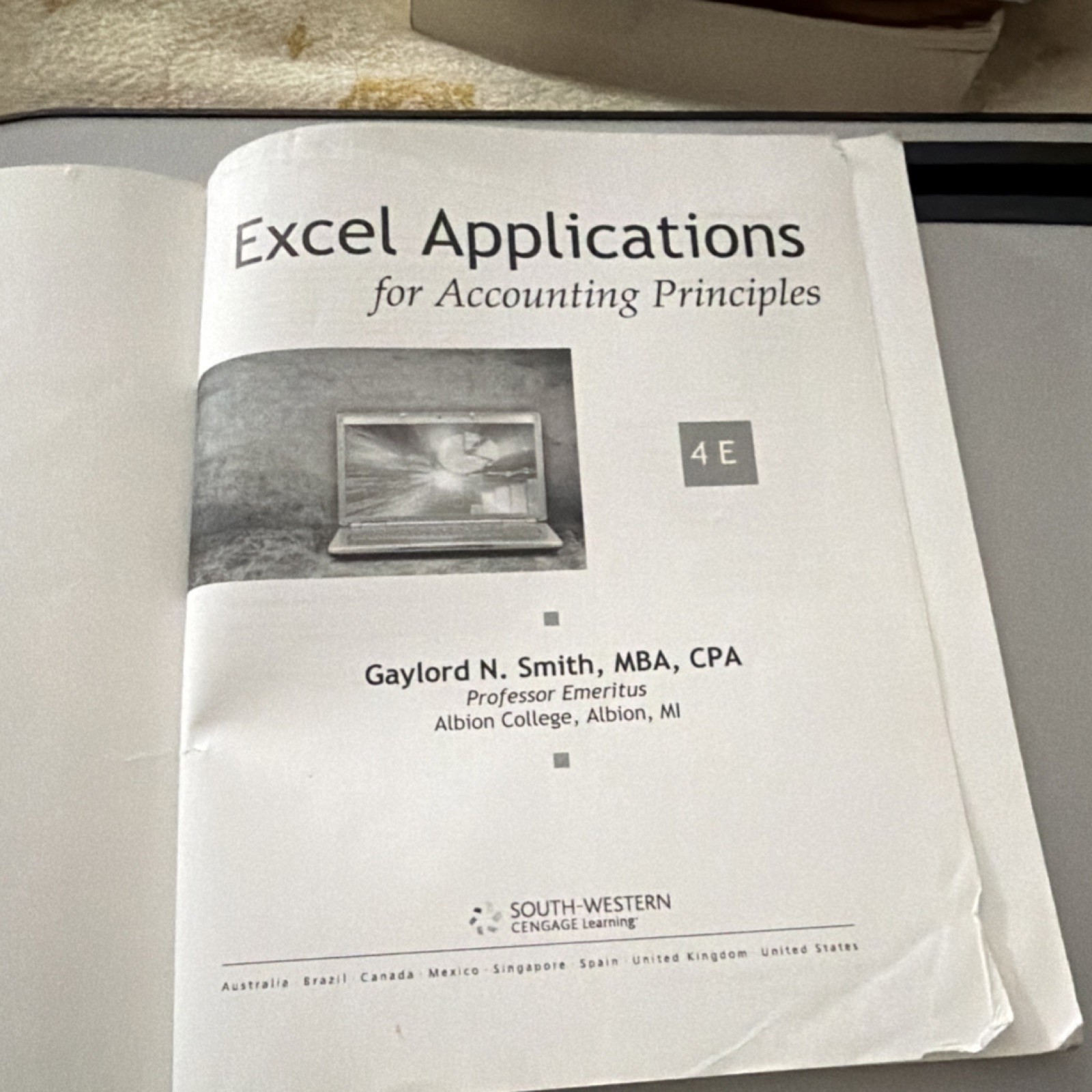 South-Western Cengage Excel Applications for Accounting Principles 4th Ed Smith