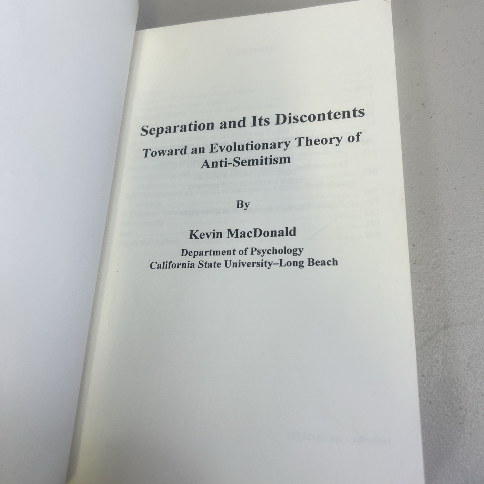 Separation and Its Discontents Evolutionary Theory of Anti-Semitism K. MacDonald