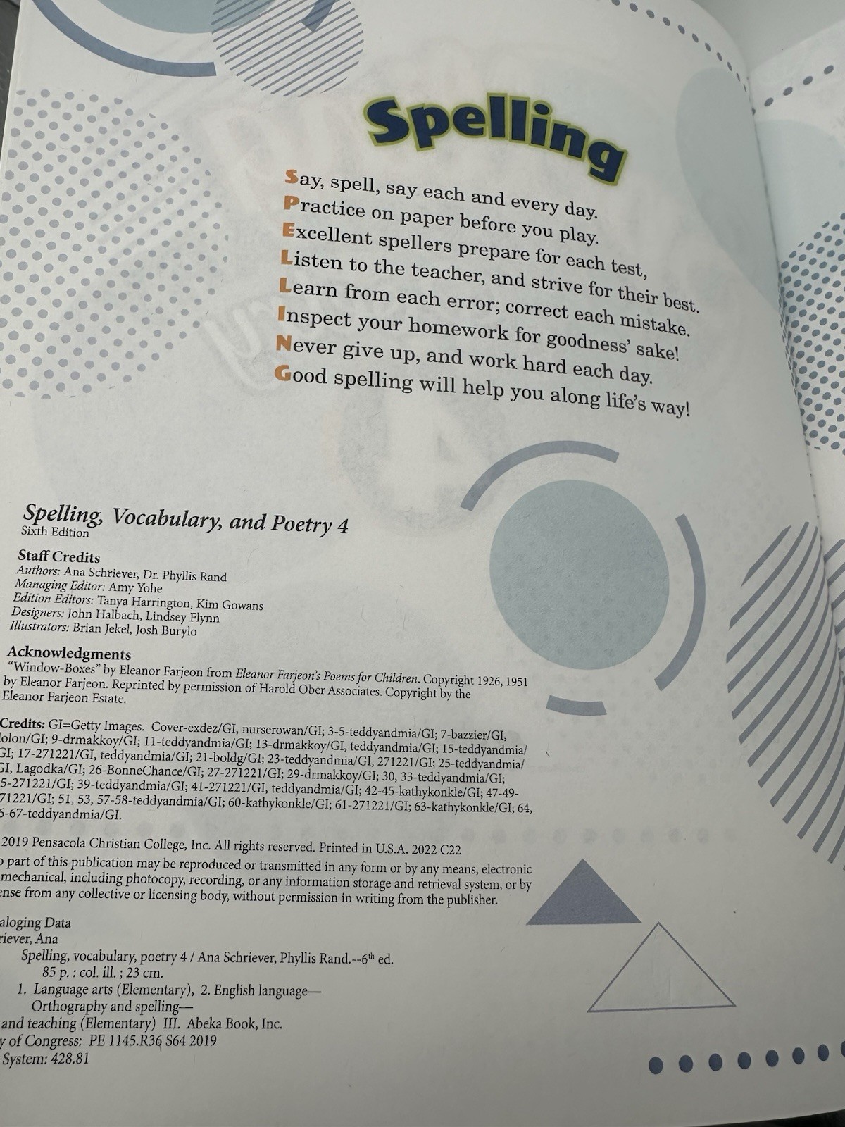 Abeka Spelling Vocabulary Poetry 4 Student Textbook Tests & Answers ~ A Beka NEW
