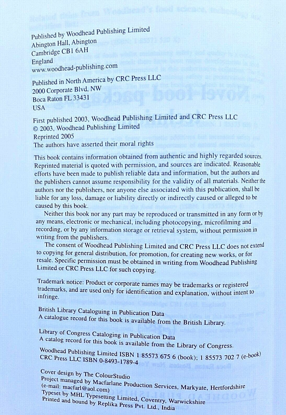Novel Food Packaging Techniques by Raija Ahvenainen, Hardcover, WH & CRC, 2005