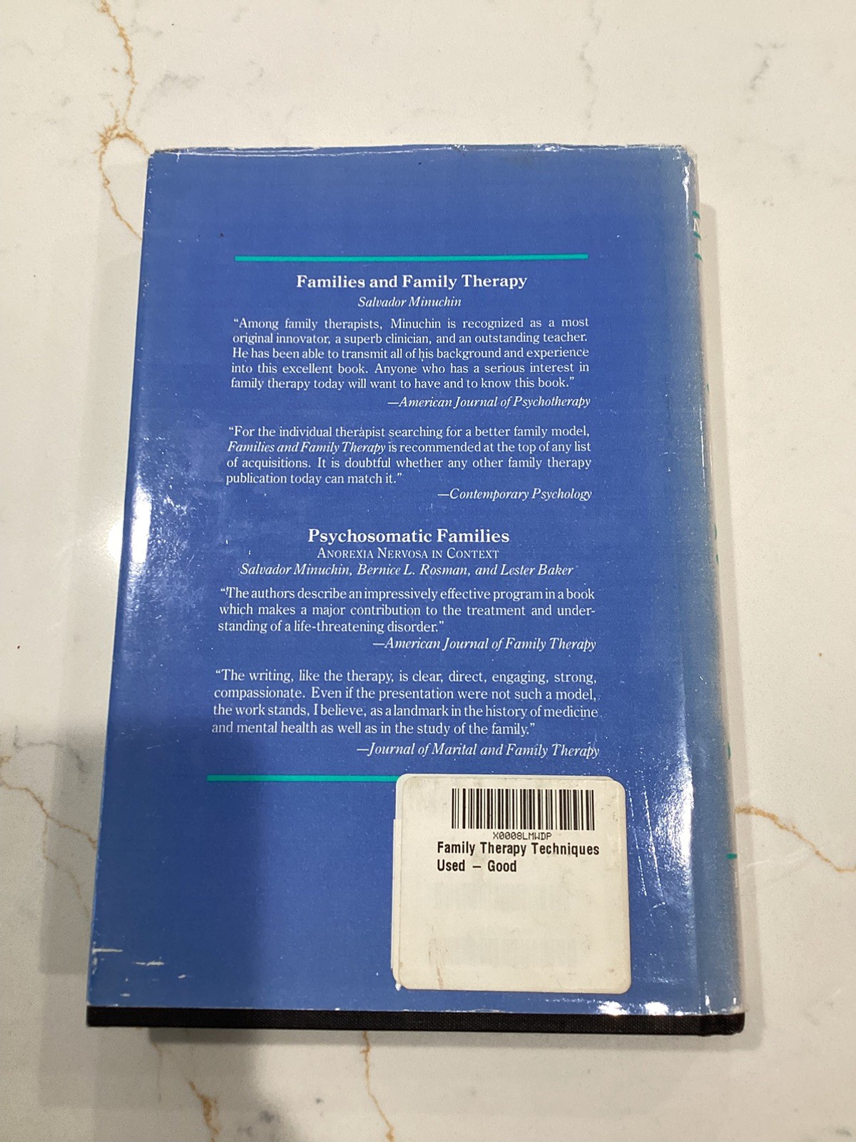 Family Therapy Techniques by Minuchin, Salvador Hardcover VG