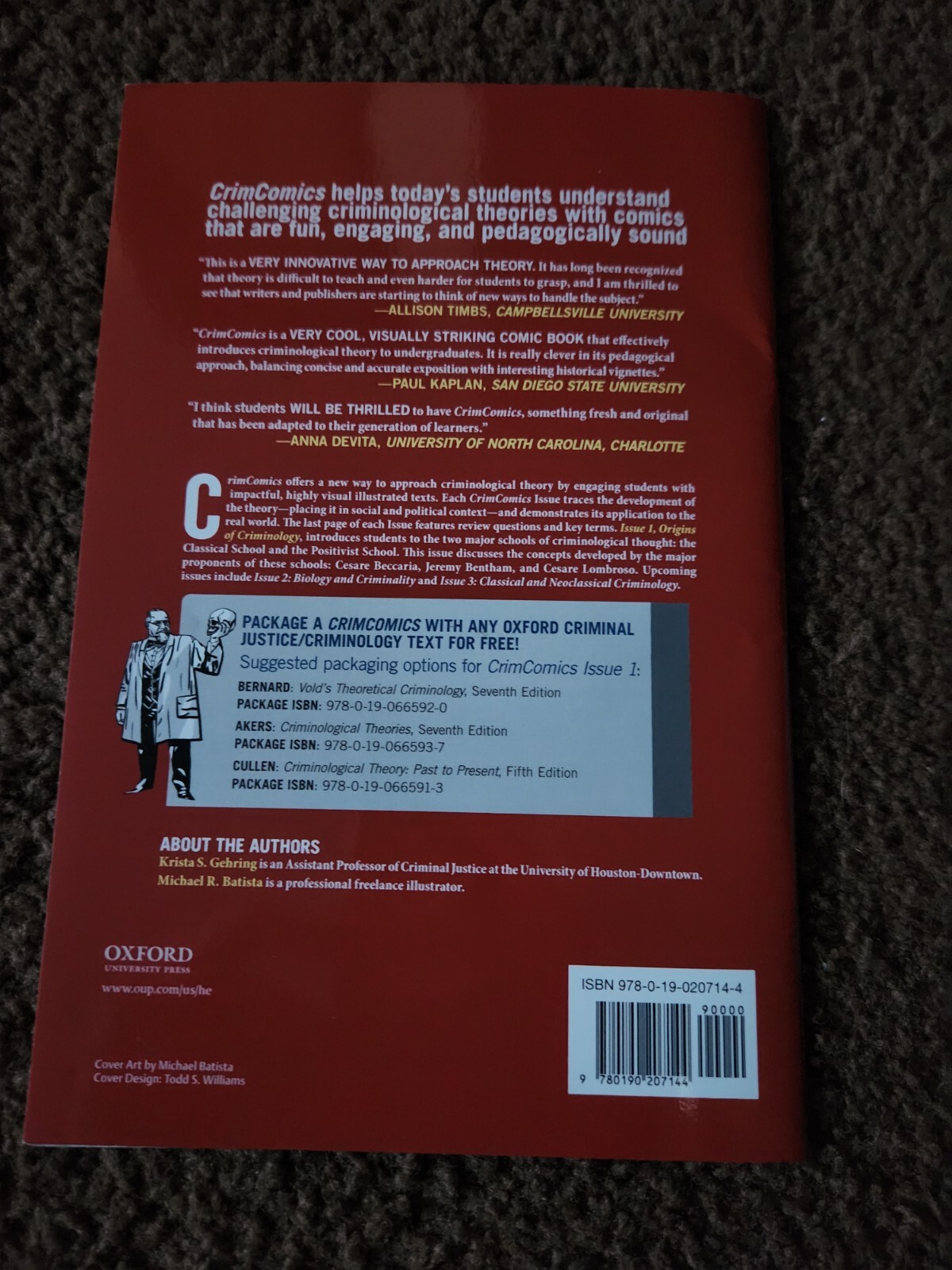CrimComics Issue 1 : Origins of Criminology by Krista S. Gehring and Michael R.