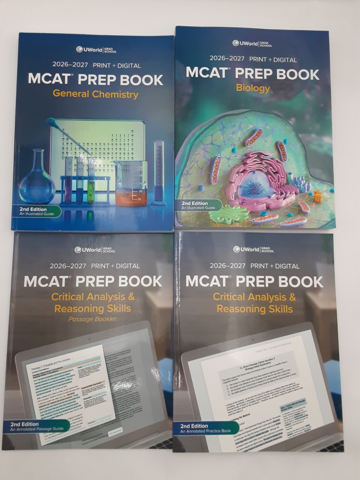 2026-2027 MCAT Prep Books 2nd Ed Lot of 4 – CARS (2), Chemistry, Biology Unused