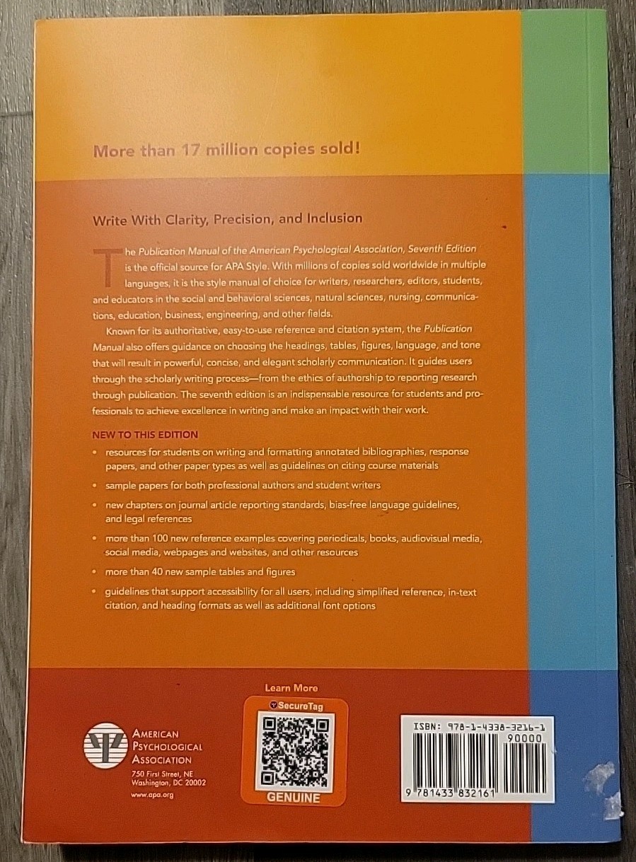 Publication Manual (Official) 7th Edition of the American Psychological…
