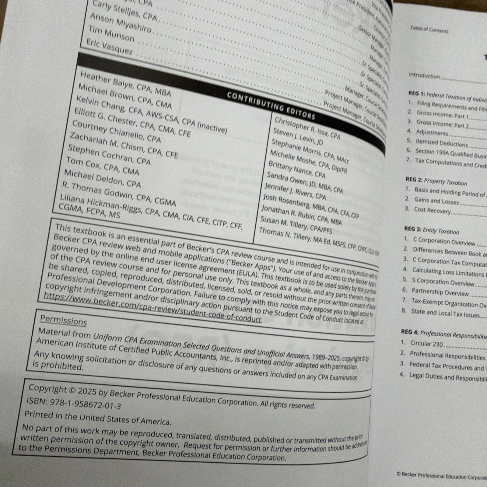 2025 Becker CPA Exam Review Taxation Regulation V 1.3 Study Book Refer NEW/OTHER