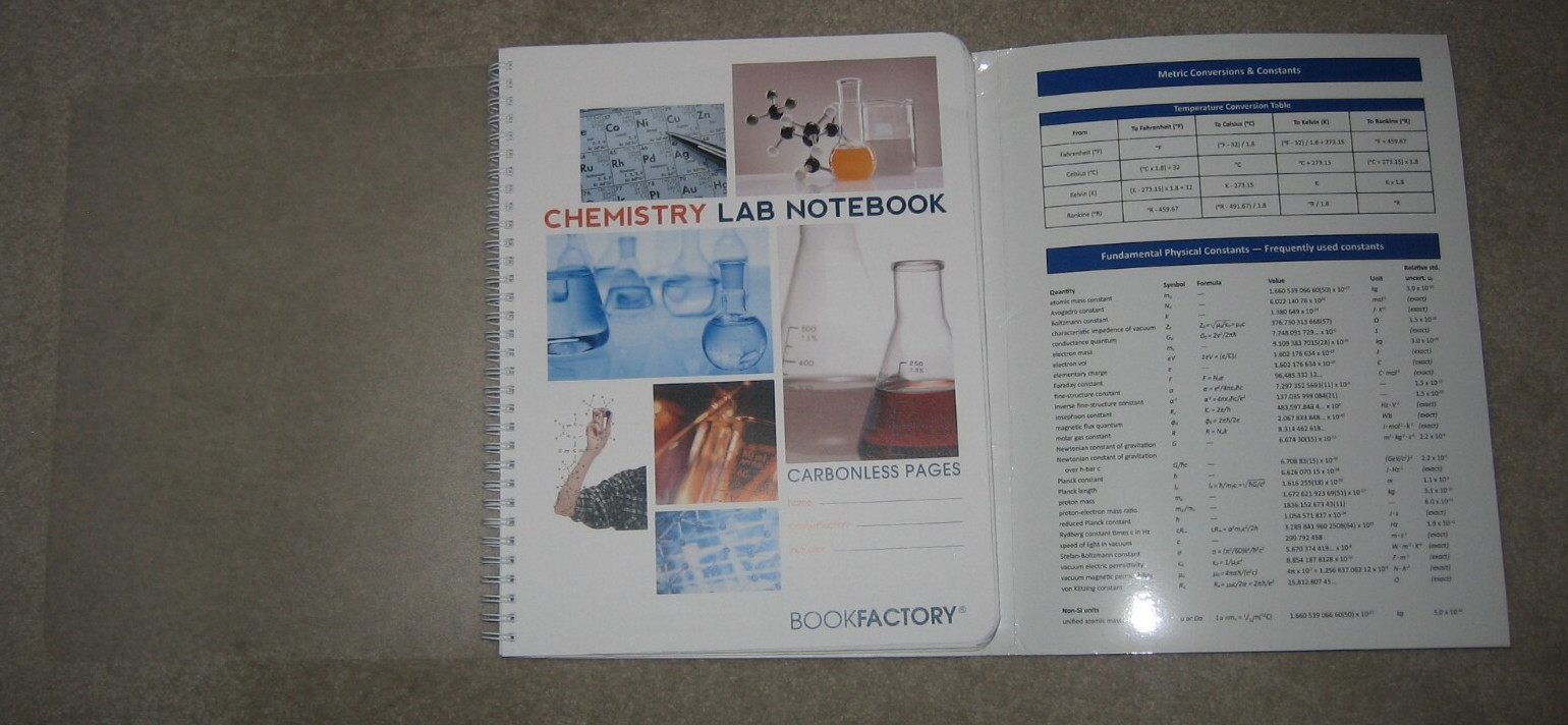 BookFactory Carbonless Chemistry Lab Notebook – 50 Sets of Pages (8.5” X 11”)