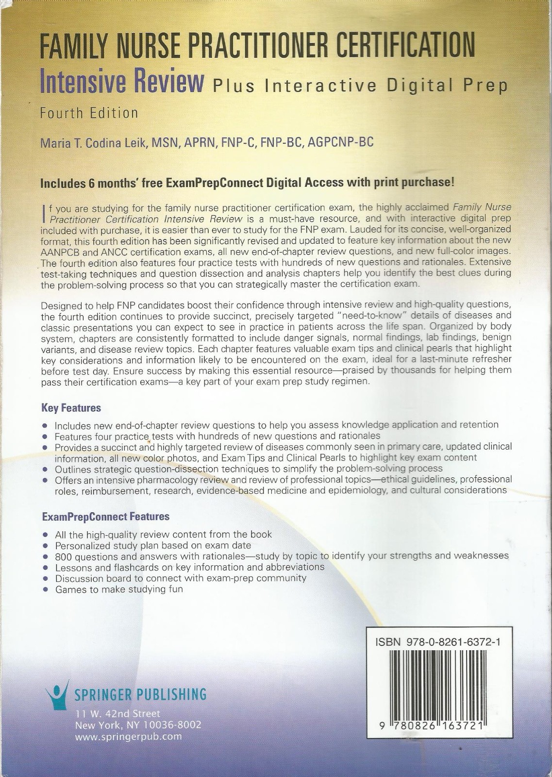 Family Nurse Practitioner Certification Intensive Review, 4E PB – ACCEPTABLE